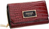 Portfele - Monnari Elegancki Portfel Damski Wzór Skóry Croco Duży Czerwony Lakierowany - miniaturka - grafika 1