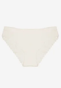 Jasnobeżowe Majtki Bezszwowe Figi Ozdobione Koronką Zeiella - Majtki damskie - miniaturka - grafika 1