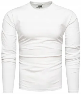 Koszulka Męska z Długim Rękawem Bawełniany Longsleeve Gładki Biały L - Koszulki męskie - miniaturka - grafika 1
