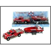 Samochody i pojazdy dla dzieci - Hipo Auto + przyczepa z łodzią pod kloszem - miniaturka - grafika 1