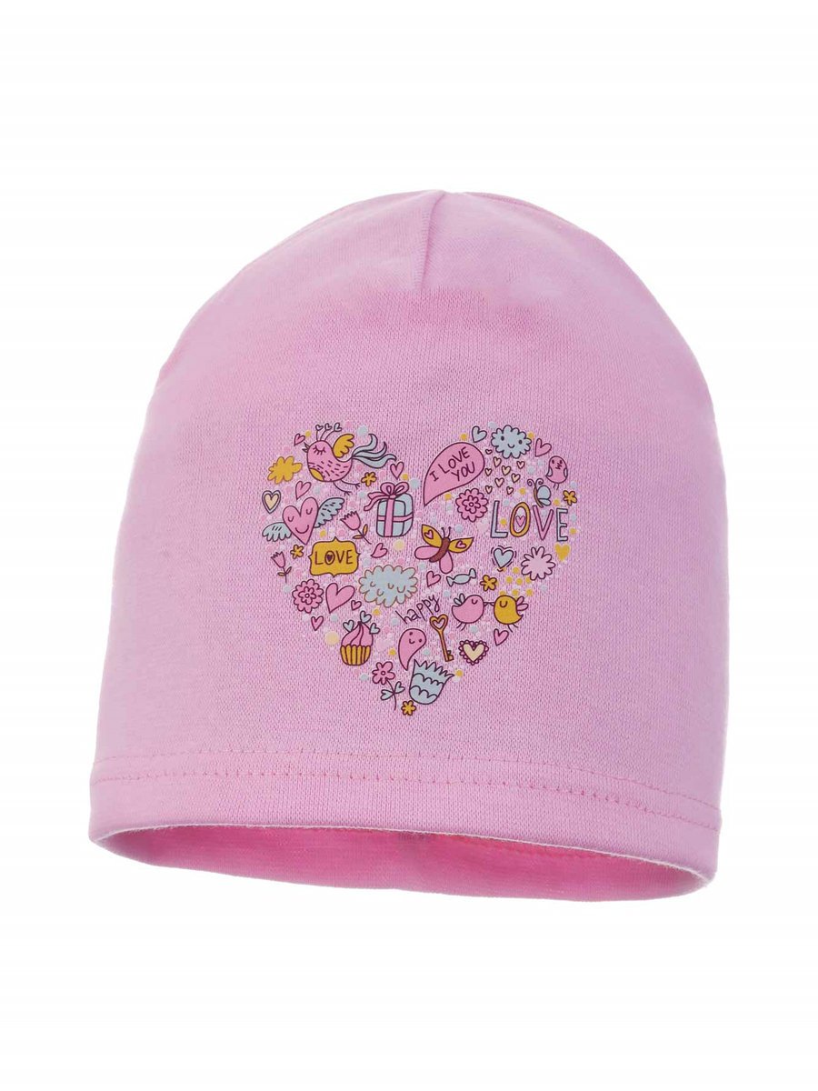 Dziewczęca czapka bawełniana serce rozmaitości jasnoróżowa Ambra r.44/48