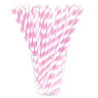 Słomki do napojów - Słomka papierowa w biało-różowe paski 12 sztuk - miniaturka - grafika 1