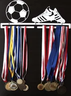 Piłka nożna - Metalowy wieszak na medale PIŁKA NOŻNA medalówka piłkarze biały - miniaturka - grafika 1