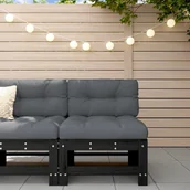 Sofy ogrodowe - Ogrodowa sofa środkowa, czarna, lite drewno sosnowe Lumarko! - miniaturka - grafika 1
