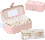 Biżuteria - akcesoria - Organizer na biżuterię z lusterkiem - kolor różowy - miniaturka - grafika 1