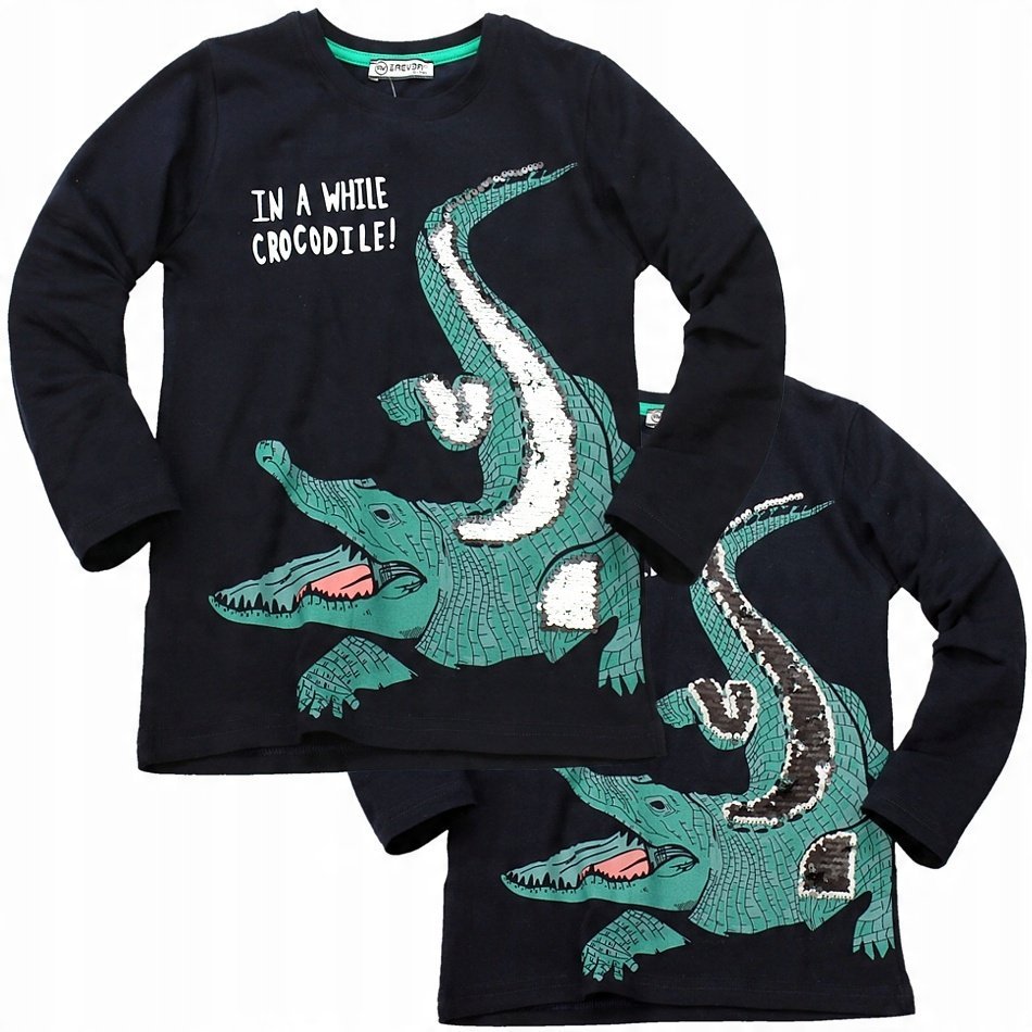 Bluzka KROKODYL Magiczne CEKINY Rękaw BAWEŁNA 134