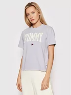 Koszulki i topy damskie - Tommy Jeans T-Shirt Collegiate DW0DW12111 Fioletowy Boyfriend Fit - miniaturka - grafika 1