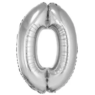 Balony i akcesoria - GoDan Balon foliowy cyfra 0, 14", srebrna FG-C35S0 - miniaturka - grafika 1