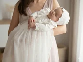 Ubranka do chrztu - Zestaw Sukienka i bonetka do chrztu Sylvia - długa tiulowa - miniaturka - grafika 1