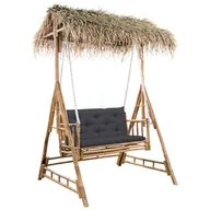 Huśtawki - 2-os. huśtawka ogrodowa, bambus i liście palmy, poduszka, 202cm - miniaturka - grafika 1