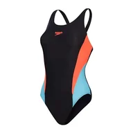 Stroje kąpielowe - Speedo Damski strój kąpielowy Colourblock 2.0 1 sztuka | stroje kąpielowe treningowe | miękkie w dotyku, pływanie fitness, czarny/syrena czerwony/Picton, 34/10 - miniaturka - grafika 1