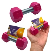 Wizytowniki - Stojak na Wizytówki w Kształcie Hantla, Wizytownik Hantelek, Różowy - miniaturka - grafika 1