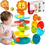 Gry planszowe - Wieża z piłeczkami zjeżdzalnia piłek kulek kuleczkowa Kulkowy tor Piramida LEW 42 cm - miniaturka - grafika 1