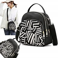 Plecaki szkolne i tornistry - Mały plecak damski torebka na ramię 2w1 czarny plecaczek miejski szkolny - miniaturka - grafika 1