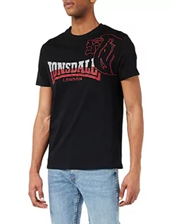 Koszulki męskie - Lonsdale Męski T-shirt Melplash, czarny/czerwony/biały, M - grafika 1
