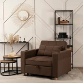 Fotele - Fotel do Spania SOLOR Rozkładany Amerykanka Brązowy Nowoczesny - miniaturka - grafika 1