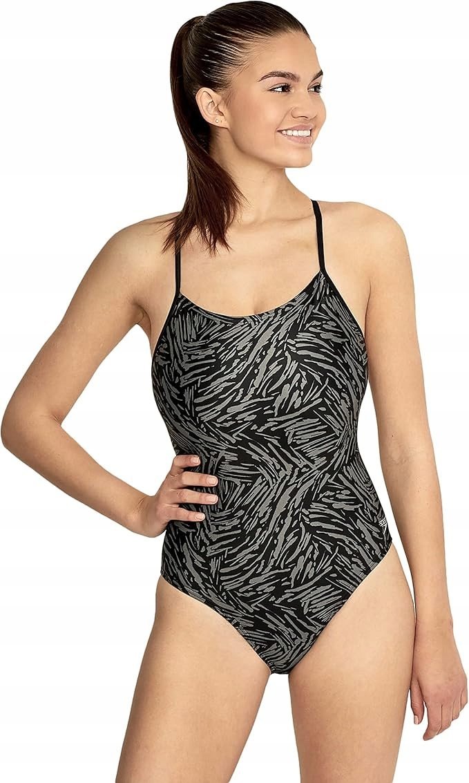 SPEEDO CZARNY JEDNOCZĘŚCIOWY STRÓJ KOSTIUM KĄPIELOWY Z WZOREM S 7BA