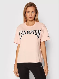 Koszulki i topy damskie - Champion T-Shirt Collegiate Logo 114526 Różowy Oversize 8053305867665 - grafika 1