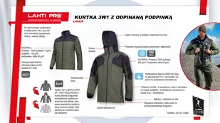 KURTKA 3W1 Z ODPINANĄ PODPINKĄ ZIEL.-CZAR., "XL", CE, LAHTI - Odzież robocza - miniaturka - grafika 1