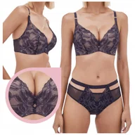 Biustonosze - Biustonosz Alles Glow Super Push-up bez fiszbin powiększający granatowy 70B - miniaturka - grafika 1