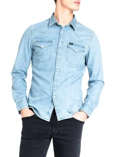 LEE WESTERN SHIRT MĘSKA KOSZULA JEANSOWA Z DŁUGIM RĘKAWEM LOGO HEATHER BLUE L643PLLI 112115421 - Lee - Koszule męskie - miniaturka - grafika 1