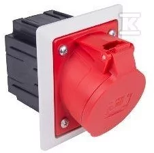 PCE Gniazdo tablicowe z puszką 32A 5P 400V 80x97 czerwone IP44 TWIST 425-6pkr 425-6pkr - Gniazdka elektryczne - miniaturka - grafika 1