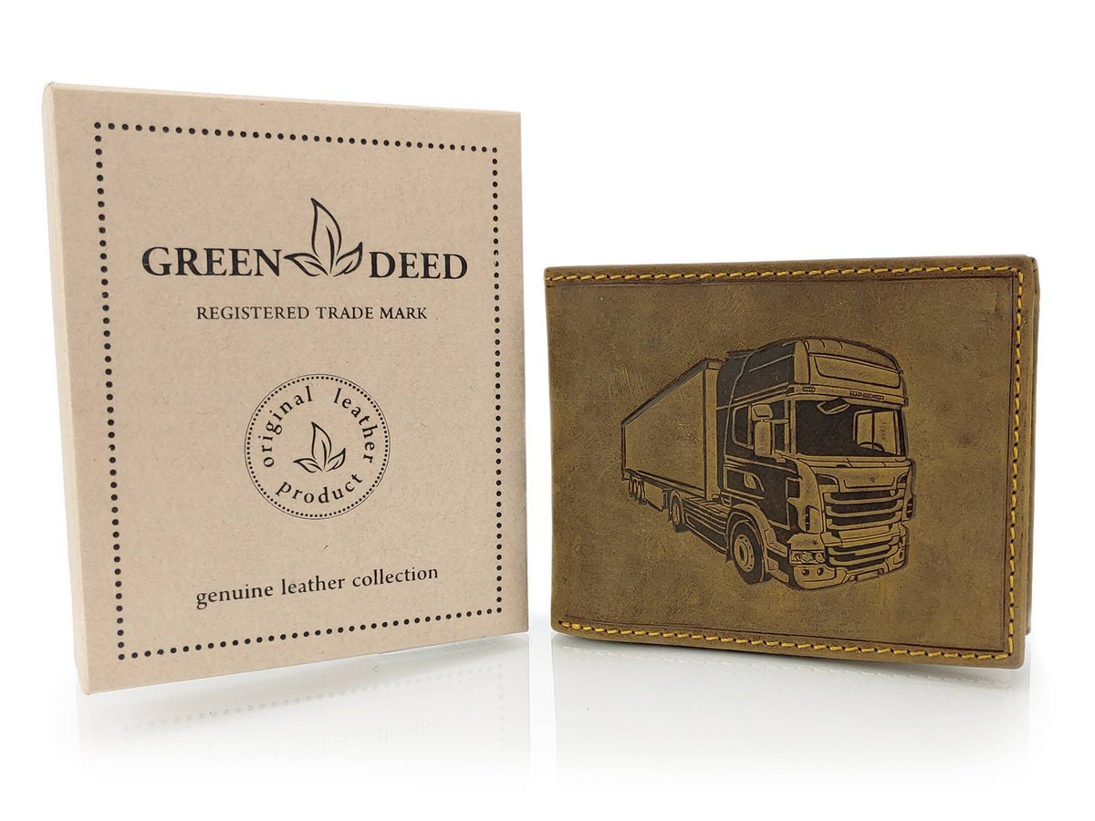 Męski Portfel Skórzany Z Motywem Ciężarówki Truck Z Ochroną Rfid Idealny Dla Kierowcy