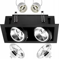 Lampy pozostałe - Oprawa Podtynkowa Halogenowa Prostokąt Czarna Ruchoma 2x GU10 AR111 + 15W COB CB CANIS LUMILED - miniaturka - grafika 1
