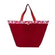 Torby i wózki na zakupy - Torba na zakupy bordowa- kolorowy wzór ze sprzączką - miniaturka - grafika 1