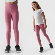 Legginsy - Legginsy Dziewczęce Spodnie 4F dzianinowe różowe 4FJWSS24TTIGF130 Różowy 158 - miniaturka - grafika 1