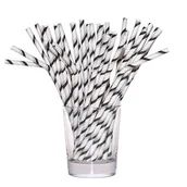 Słomki do napojów - Słomka papierowa łamana czarno-biały 12 sztuk - miniaturka - grafika 1