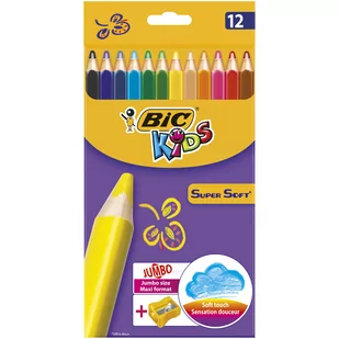 BIC Kredki 12 kolorów Jumbo Super Soft Kids - Przybory szkolne - miniaturka - grafika 3