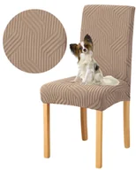 Pokrowce na meble - POKROWIEC NA KRZESŁO BEŻ CAPPUCCINO ŻAKARD WARKOCZ [10-Z8-CP] - miniaturka - grafika 1