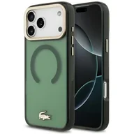 Etui i futerały do telefonów - Etui LACOSTE Shockproof Transparent Frosted Gold Logo MagSafe do Apple iPhone 17 Pro Max Ciemnozielony - miniaturka - grafika 1
