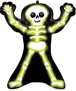 Balon foliowy Neonowy Szkielet na Halloween - 68 x 76 cm - 1 szt. - Halloween - miniaturka - grafika 1