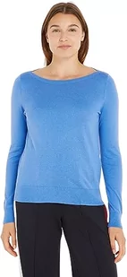 Tommy Hilfiger Damski sweter CO Jersey Stitch V-NK Swetry, Iconic Blue, L, Kultowy niebieski, L - Swetry damskie - miniaturka - grafika 1