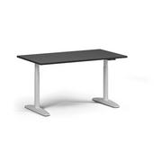 Stoły i stoliki do biura - Stół z regulacją wysokości OBOL, elektryczny, 675-1325 mm, blat 1400x800 mm, zaokrąglona podstawa biała, grafit - miniaturka - grafika 1