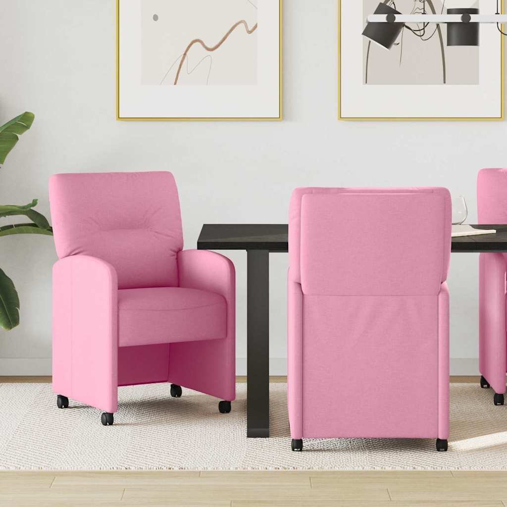 vidaXL vidaXL Krzesełka jadalne na kółkach 2 pcs Różowy 57 x 67 x 95 cm