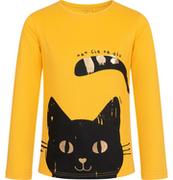Bluzki dla dziewczynek - T-shirt z długim rękawem dla dziewczynki, z kotem, żółty, 3-8 lat - miniaturka - grafika 1