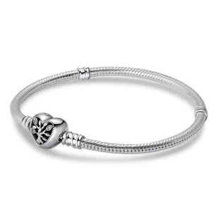 Bransoletka modułowa posrebrzana Charms typu PANDORA SREBRO 925 Drzewo Rodzinne 20 cm - Bransoletki - miniaturka - grafika 1
