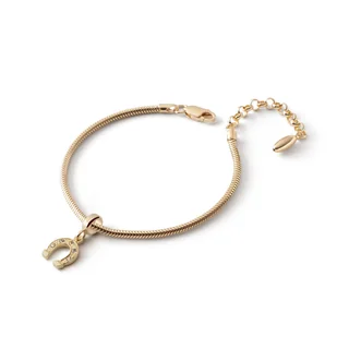 Bransoletka Slim z zawieszką typu beads – podkowa z cyrkoniami, srebro 925 w złotym pokryciu - Bransoletki - miniaturka - grafika 1