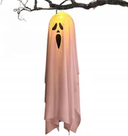 Halloween - WISZĄCY DUCH HALLOWEEN ŚWIECĄCY DUSZEK DEKORACDJA 90CM OZDOBA BIAŁY - miniaturka - grafika 1