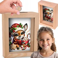Skarbonki - SKARBONKA DREWNIANA IMIĘ RENIFERKI RUDOLF PREZENT MIKOŁAJ ŚWIĘTA MIKOŁAJ - miniaturka - grafika 1