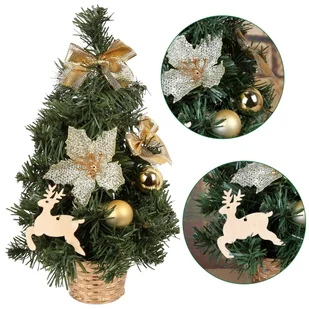 Sztuczna choinka ze złotymi ozdobami w doniczce 30cm - Choinki - miniaturka - grafika 1