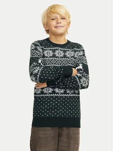 Jack&Jones Junior Sweter Xmas Gabriel 12267436 Zielony Regular Fit - Swetry dla chłopców - miniaturka - grafika 1