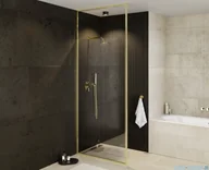 Kabiny prysznicowe - Besco Icon Gold 120x200cm kabina walk-in Złoty połysk/szkło przejrzyste ICG-120-200C - miniaturka - grafika 1