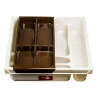 Akcesoria do sztućców - Domotti DOUBLE PODWÓJNY WKŁAD NA SZTUĆCE DO SZUFLADY 38,5 X 30,5 X 7 CM TWORZYWO SZTUCZNE BRĄZOWY 698931 698931 - miniaturka - grafika 1