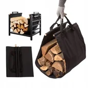 Akcesoria kominkowe - MATA NA DREWNO OPAŁOWE KOMINKOWE CZARNA PRAKTYCZNA AKCESORIA GRZEWCZE - miniaturka - grafika 1