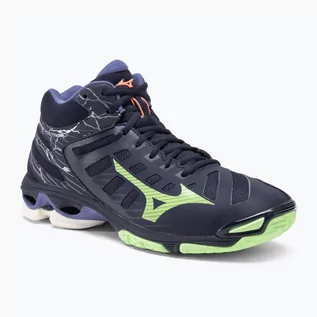 Buty sportowe męskie - Buty do siatkówki Mizuno Wave Voltage Mid evening blue/tech green/lolite - grafika 1