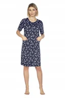 Bielizna nocna - REGINA Koszula nocna bawełniana 129 M GRANATOWY - miniaturka - grafika 1